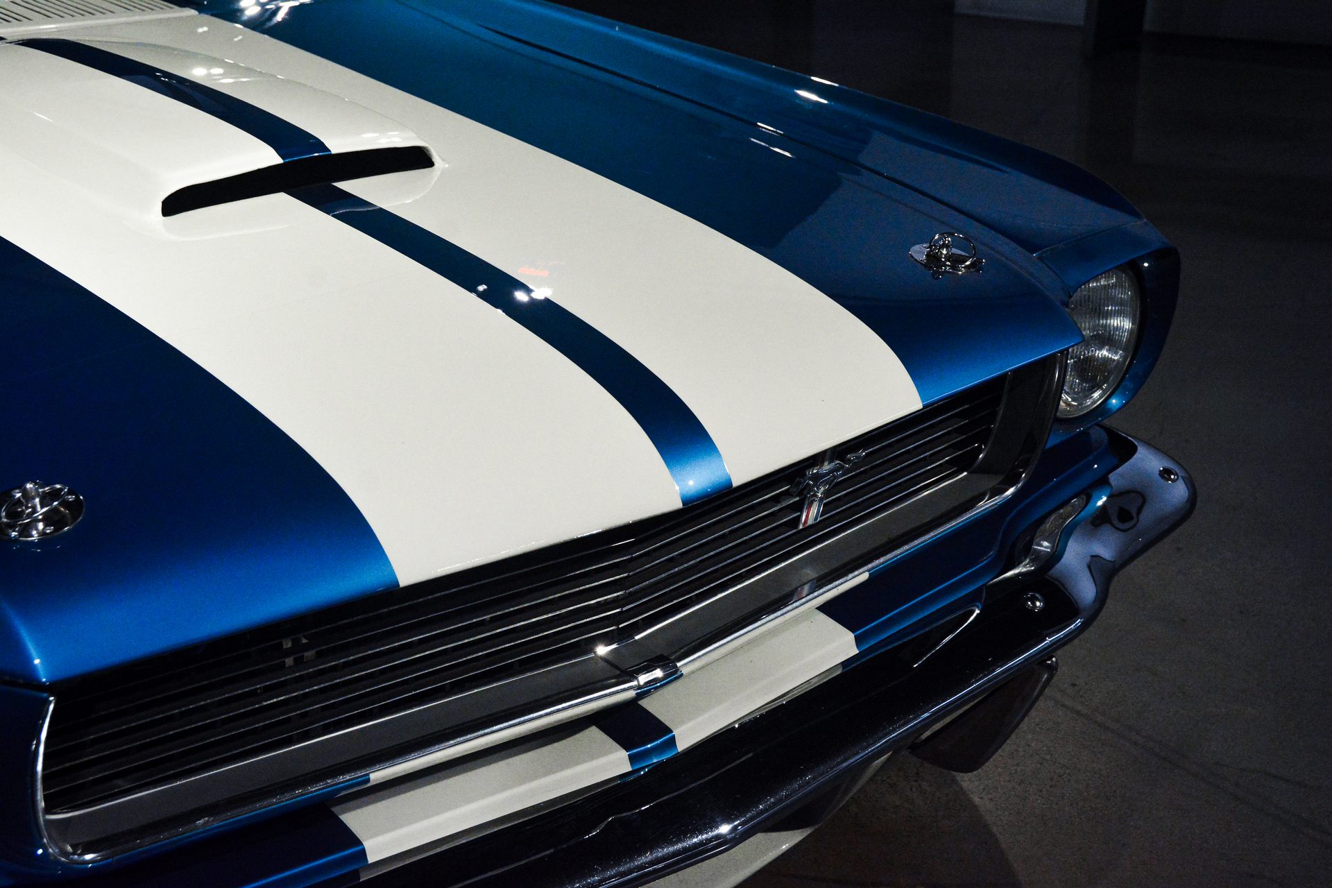 Shelby Mustang — hood stripes and grille